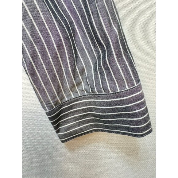 J. Jill Women's Rayon Button Down Shirt Stripe Size L White Gray Long Sleeve - Picture 6 of 13